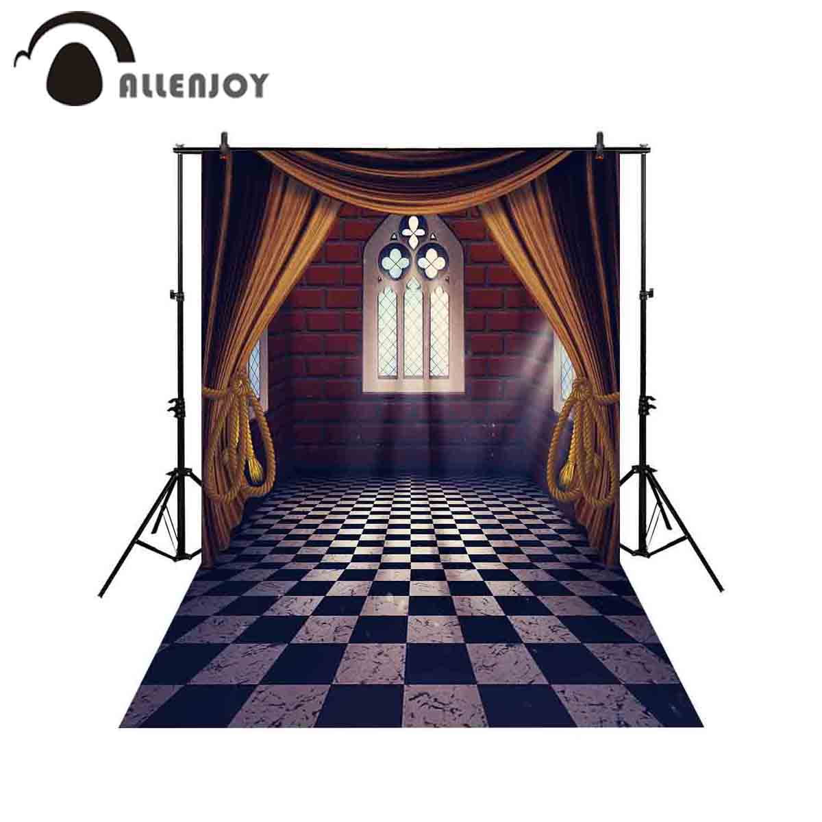 Allenjoy 사진 배경 고딕 창 궁전 커튼 바둑판 배경 photobooth photocall 패브릭 촬영 소품 새로운